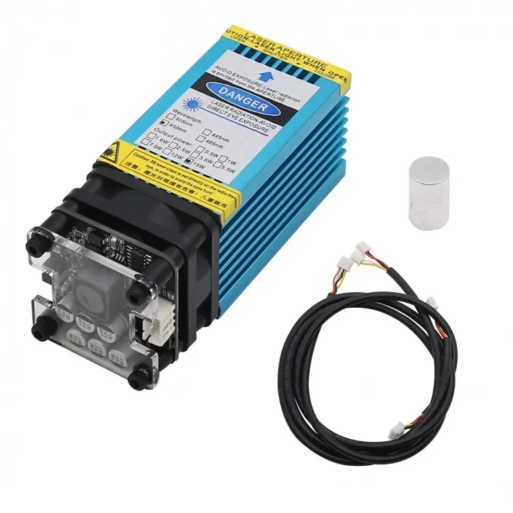 Синий лазерный модуль 12 В 15 Вт 15000 нм МВт режущий для гравировки нержавеющей стали