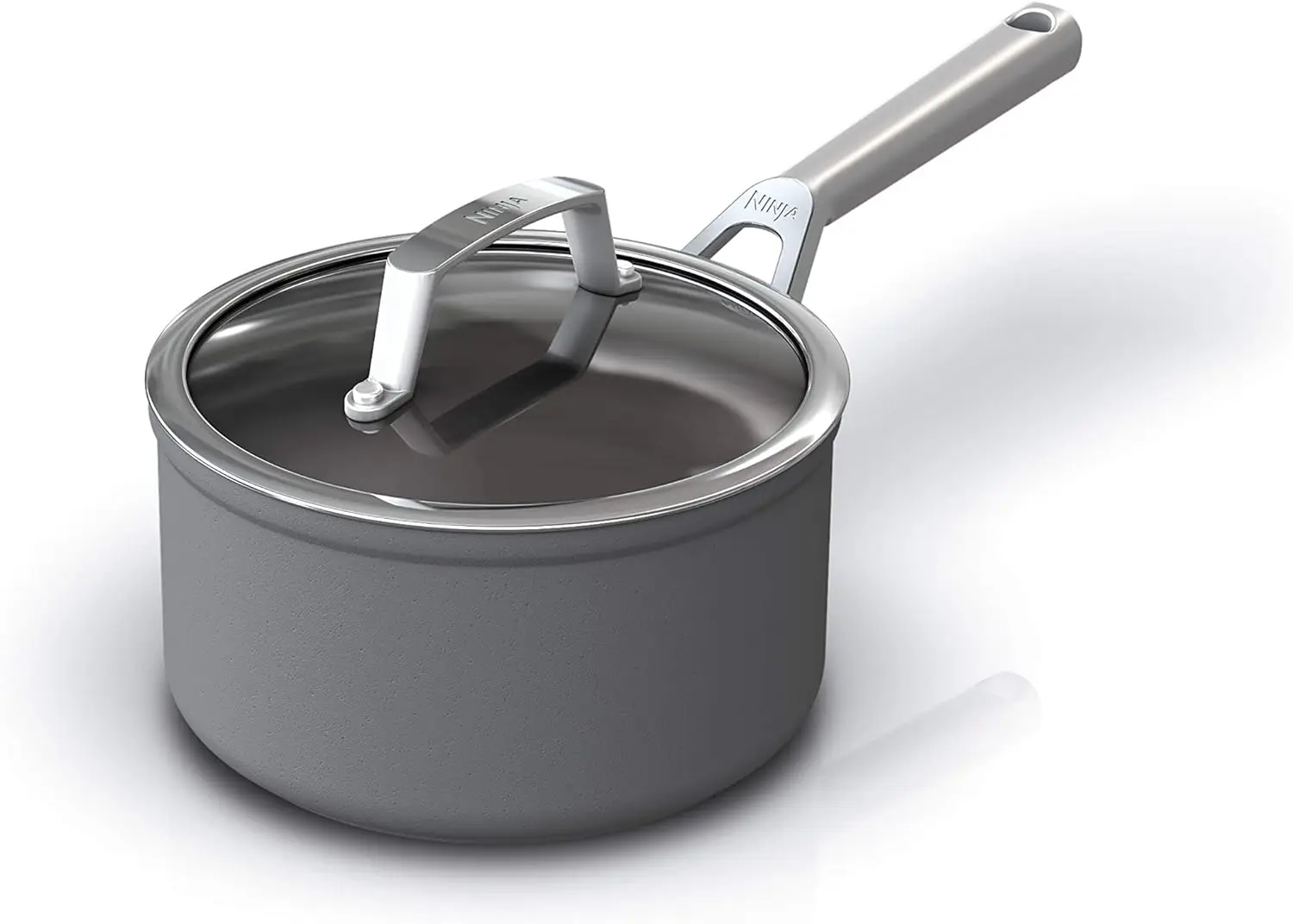 

Foodi NeverStick Premium 2.5-Quart Saucepan with Glass Lid, Hard-Anodized, Nonstick, Durable & Oven Safe to 500°F, Slate Gr Res