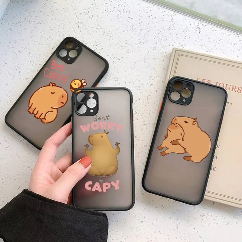 

Be happy Capybara cartoon cute Phone Case matte transparent For iphone 11 12 13 7 8 plus mini x xs xr pro max cover