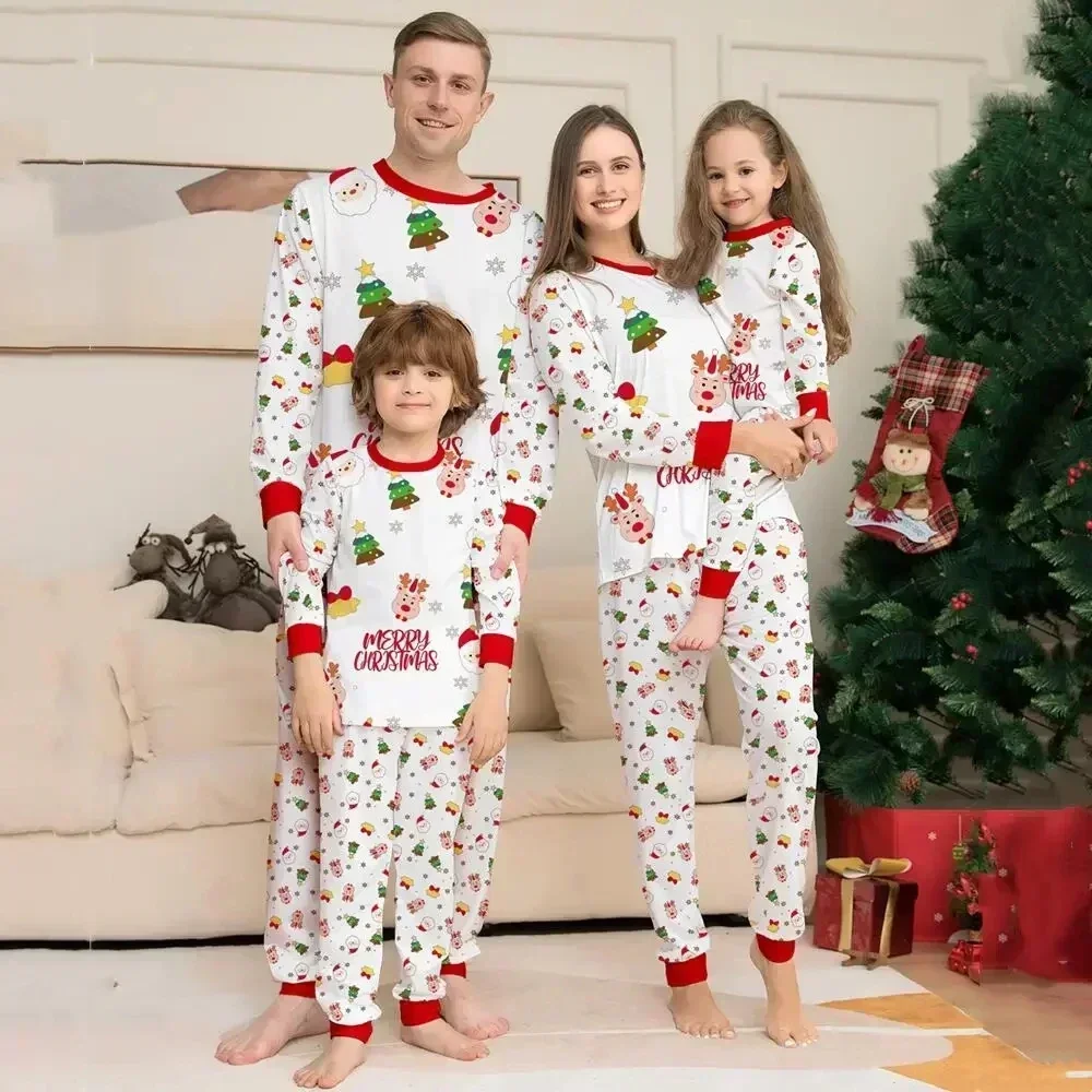 New 2024 Christmas Clothing Set Plaid Print Blank Family Matching Pajamas Baby Romper Pyjamas Casual Soft Sleepwear Xmas Look