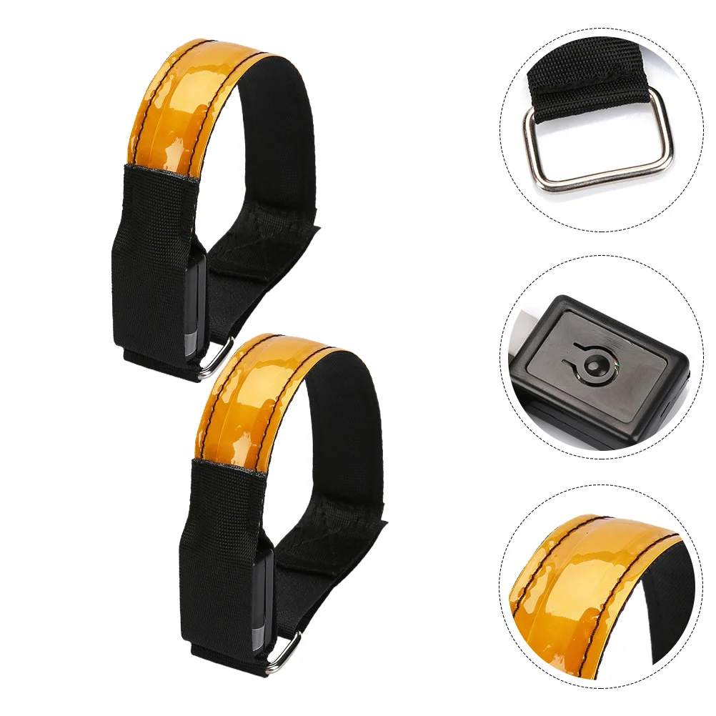 

2 Pcs LED Reflective Belt LED Running Armband Athletic Wrist Tape Reflector Armbands Cinch Belt Running Lights Flash Wristbands