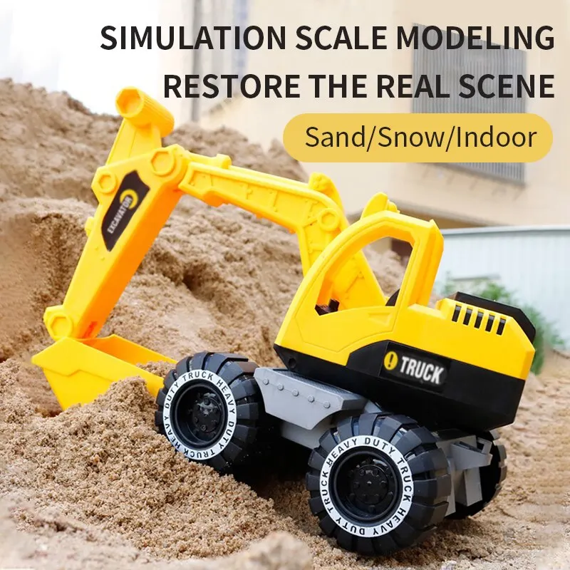

A3 Inertia Excavator Truck Classic Simulation Friction Digging Engineering Car City Work Vehicle Beach Toy Model Kids Birthday