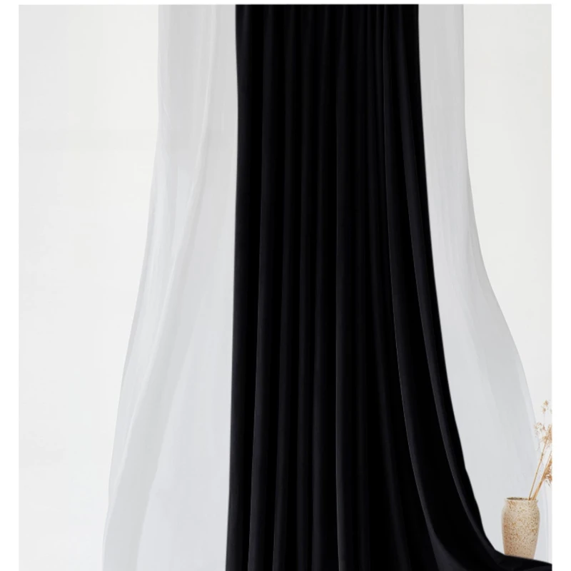 Czarne czarne zasłony zaciemniające do salonu sypialnia jadalnia nieprzezroczysta osłona przeciwsłoneczna gospodarstwa domowego francuskie okno