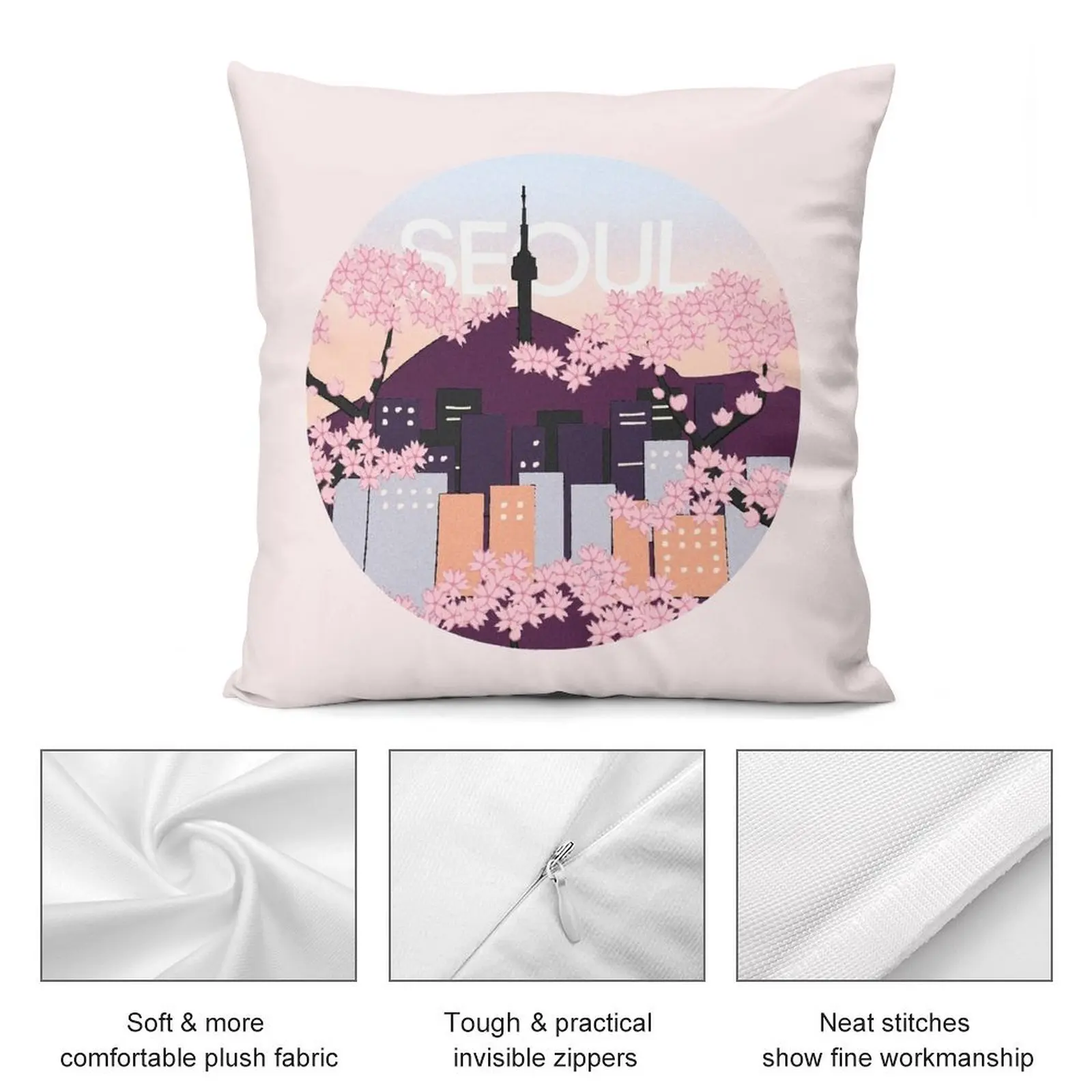 Сеуловая башня с деревянными блоками вишневые цветы Южная Корея эластичный