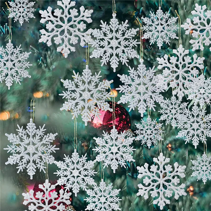 

Glitter Snowflake Ornaments Romantic Xmas Tree Pendant Christmas Party Decoration for Home Bar Hotel Hot Sale