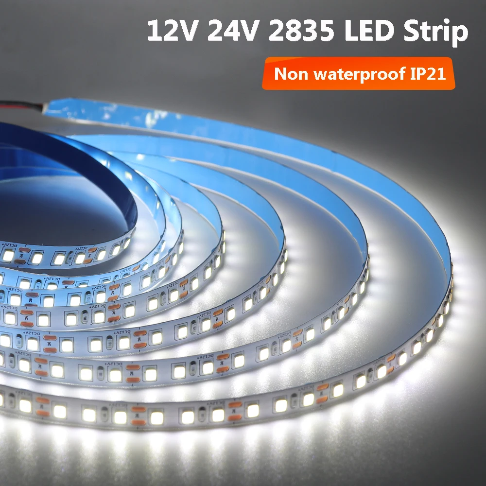 

5m 600LEDs 2835 LED Strip 12V 24V DC 120LEDs/m Flexible LED Tape Light Red Ice Blue Green Yellow White Warm White for Home Decor