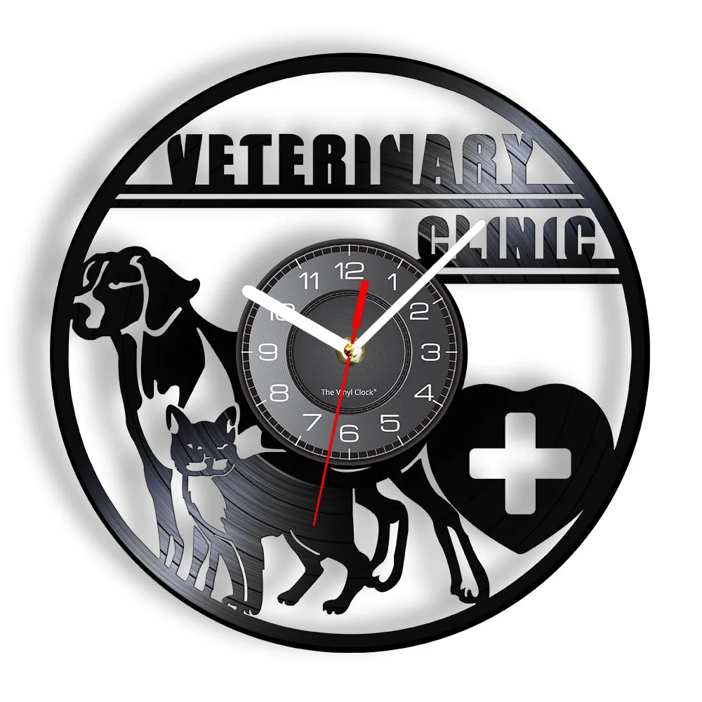 

Veterinary Clinic Veterinarian Wall Clock Dog And Cat Care Veterinary Hospital Vinyl Record Wall Clock Animal Lovers Vet Gifts