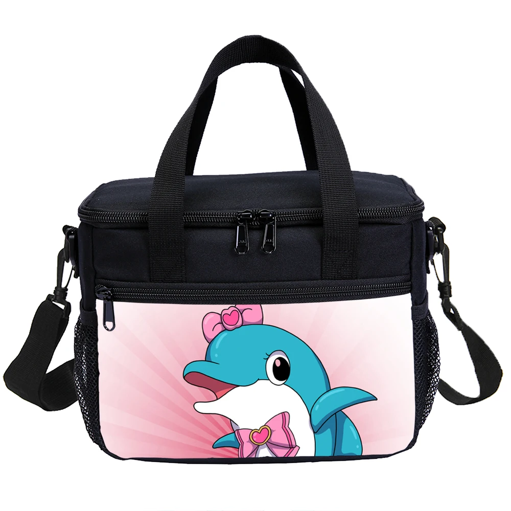 Розовый мультяшный большой рюкзак для девочек с дельфином 17 дюймов 9 л