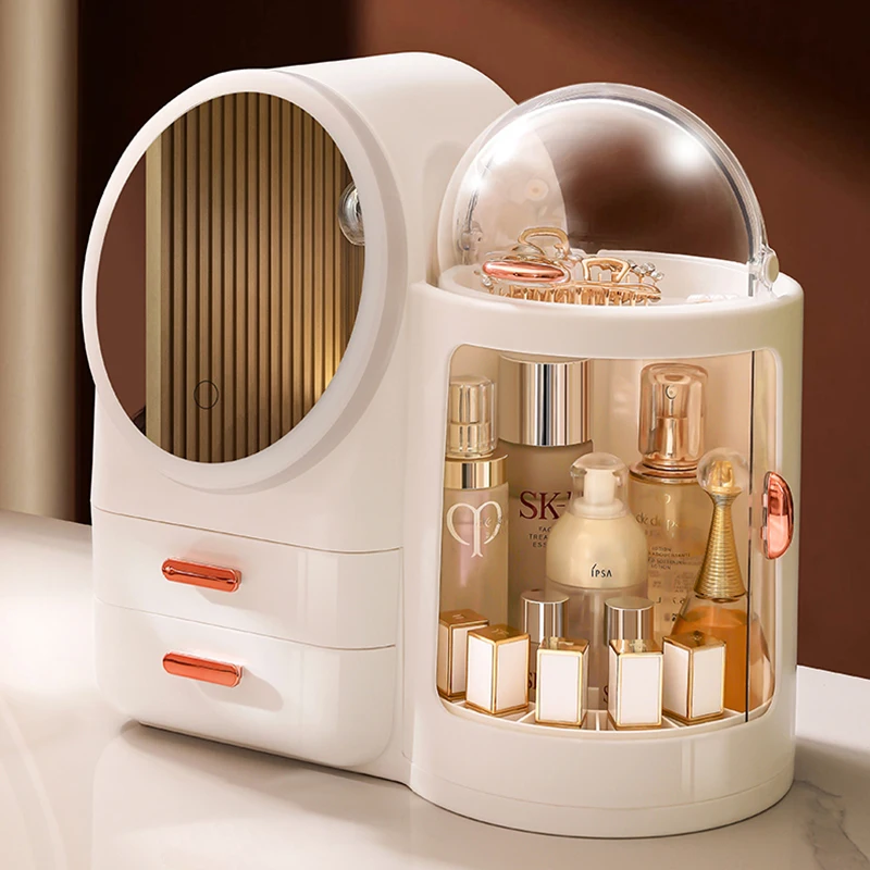 

Women Makeup Boxs Organizer Powder Drawer Cosmetic Rotating Lid Box Storage Lipstick Skin Care Organizador Maquillaje Decoration