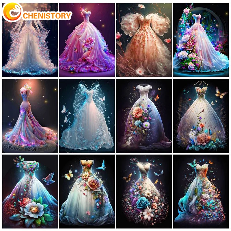 

CHENISTORY 60x75cm Painting By Numbers Kits Number Painting Wedding Dress DIY Coloring By Numbers Wall Art Home Decor