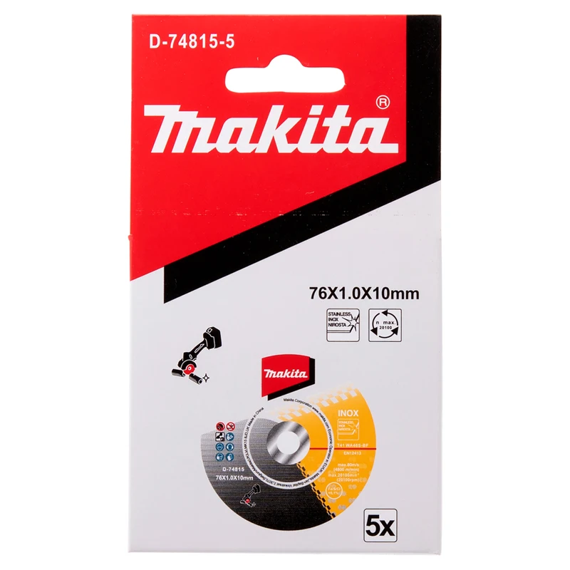 MAKITA D-74815-5 Отрезное колесо 76x10 мм из нержавеющей стали 5 шт. WA60T Пильное полотно