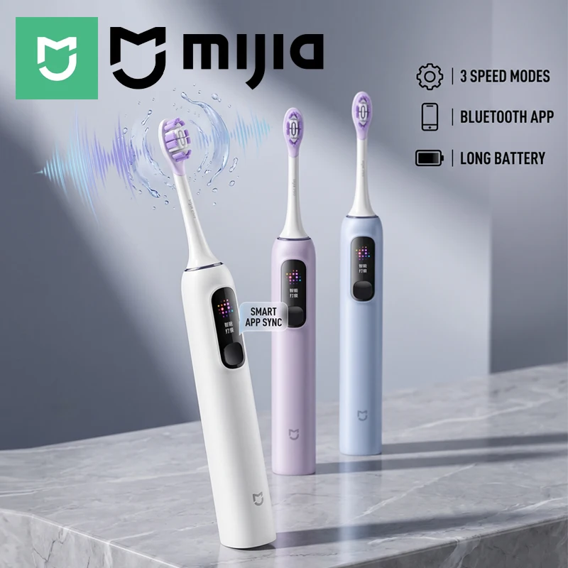 Фото Электрическая зубная щетка MIJIA Oscillation Pro, 180-дневный срок службы батареи, 4 умных режима, LED-экран и блокировка для путешествий, с двумя насадками. №2
