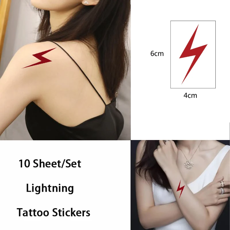 

10pcs Lightning Tattoo Stickers Lovers Women Men Temporary Personality Art Fake Tattoo Waist Arm Collarbone Small Tatoo Sticker