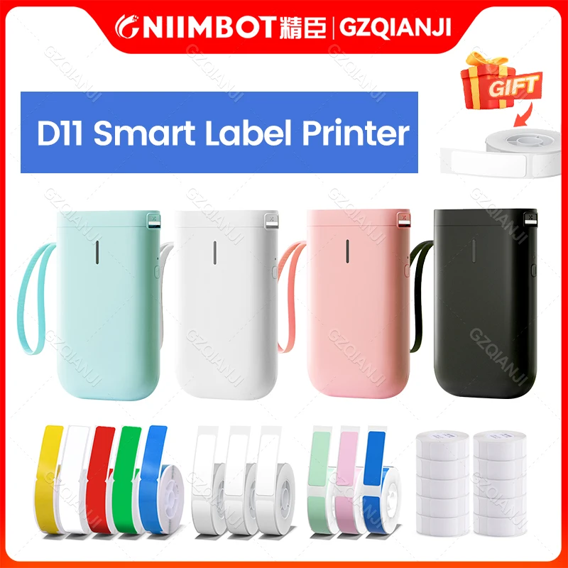 

Принтер для изготовления этикеток NiiMbot D11, цветной портативный беспроводной принтер для печати этикеток, несколько шаблонов для домашнего и...