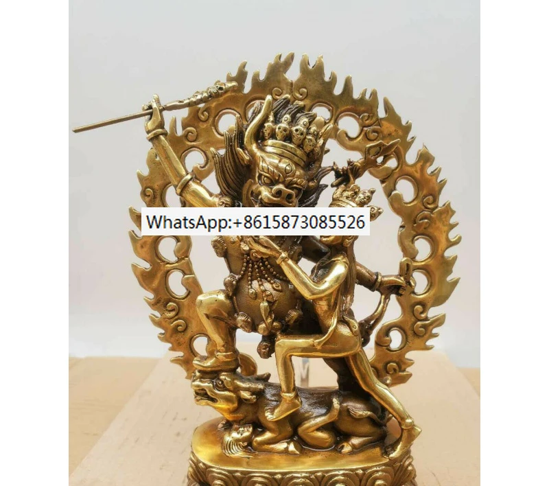 

Бронзовая статуя Будды благоприятный Хранитель 22 см, Ад лорд Цзян Янь мозан