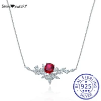 shipei luxury 925 sterling silver created moissanite ruby sapphire gemstone party pendant necklace for women fine jewelry gifts