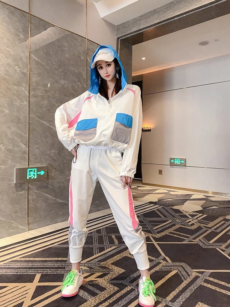 Повседневный Женский комплект с длинным рукавом спортивный костюм в стиле