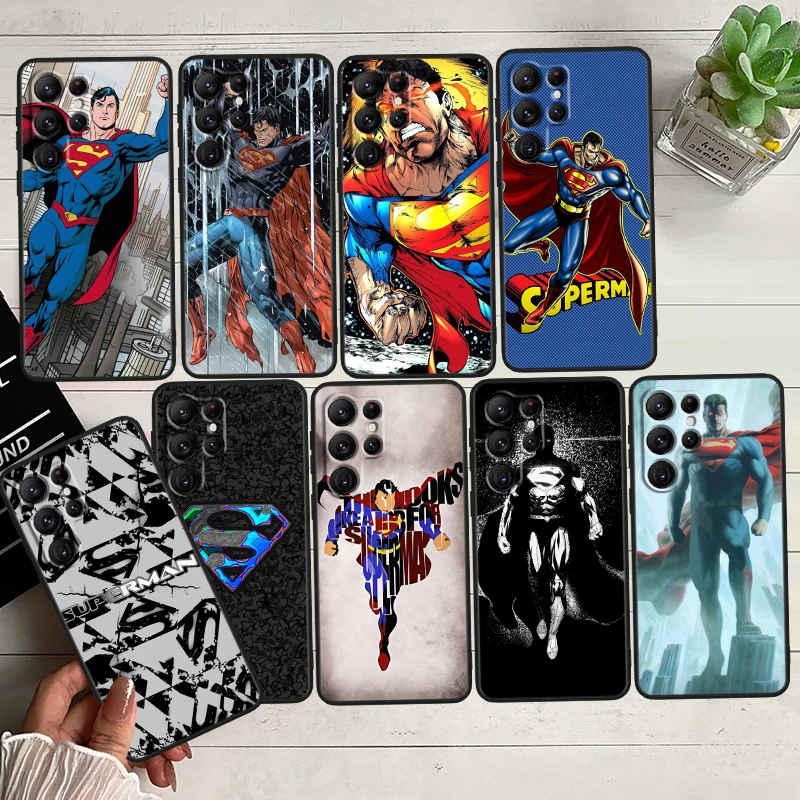 

Superhero Superman Logo Fashion Black Phone Case For Samsung Galaxy S23 S22 S21 S20 FE Ultra Pro Lite S10 S10E S9 Plus 5G Cover