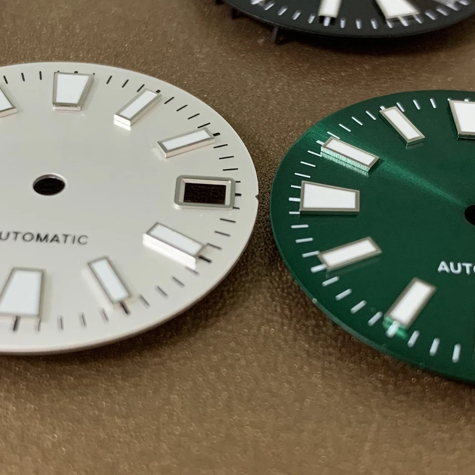 GS Watch Dial Accessories Sunstripe GS Green Luminous Stripe Dial 28.5mm for NH35 NH36 Caliber Men Watch Accessories