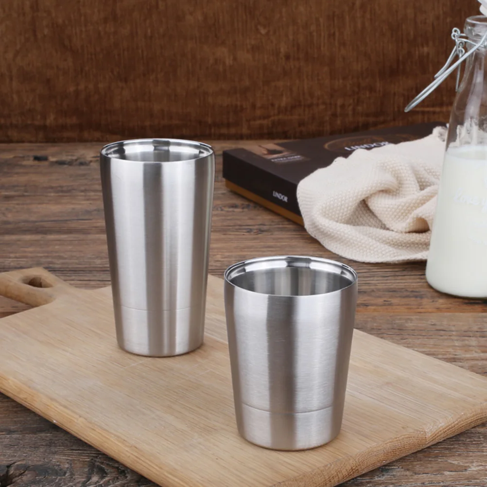 

373ml Stainless Steel Double-walled Mugs Heat Resistant Coffee Cups without Handle for Coffee Tea and