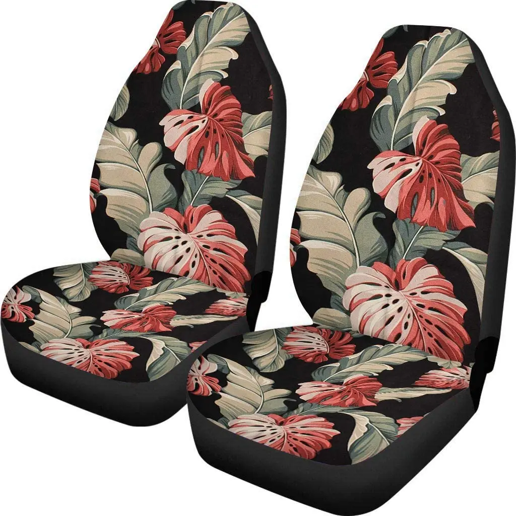 

Women Girls Classic Car Seat Covers 2 pcs Front Seat Cover Full Set with Banana Leaves Printed Car Seat Protector Bag