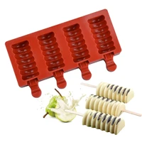 diy ice cream makers 4 grid ice cream mold silicone homemade pudding popsicle dessert mold ice cube tray bar home tool