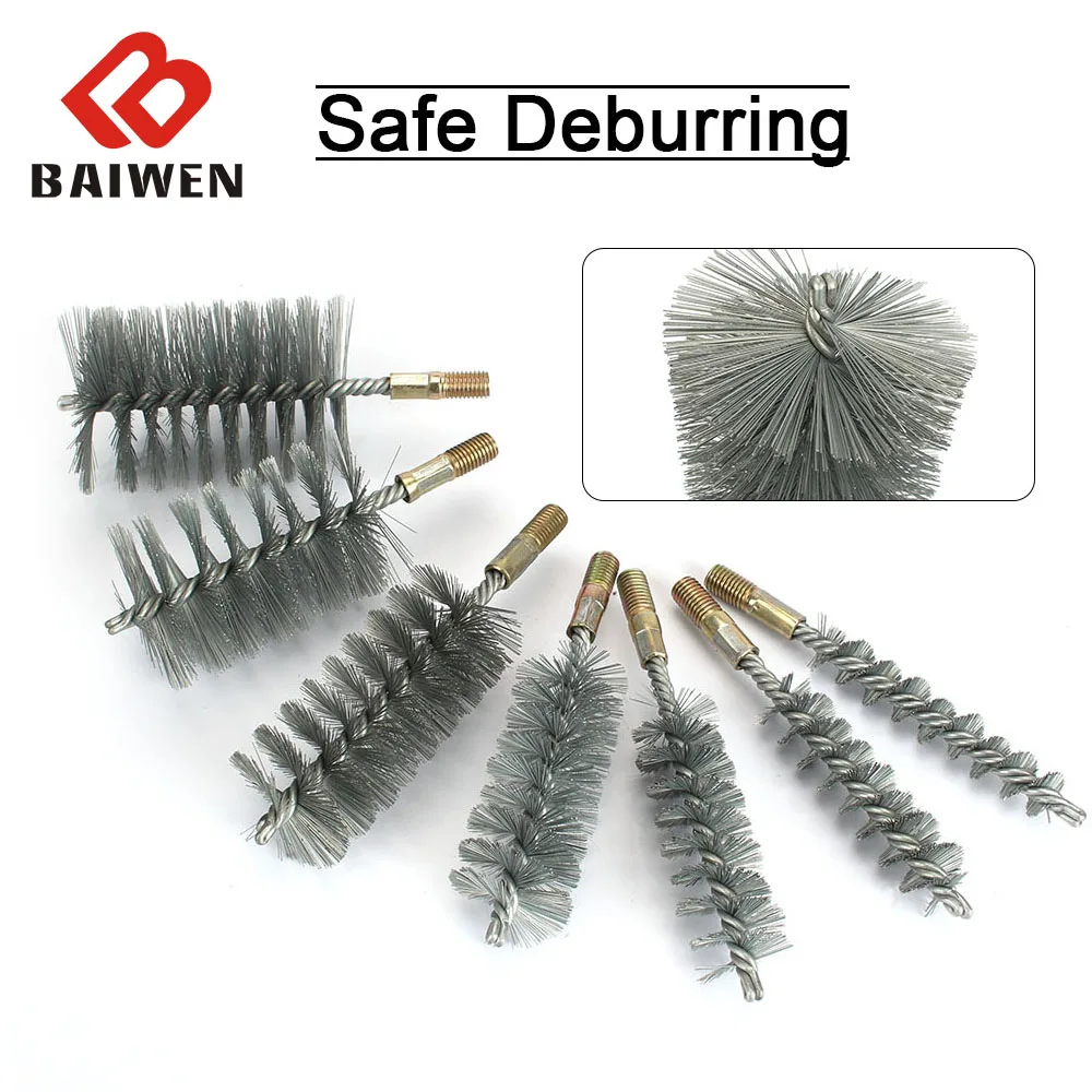 

1Pc Wire Pipe Tube Brush Test Tube Brush Chimney Cleaning Brush M12 Thread Metal Handle Water Pipe Brush 18/25/32/40/50/65/75mm