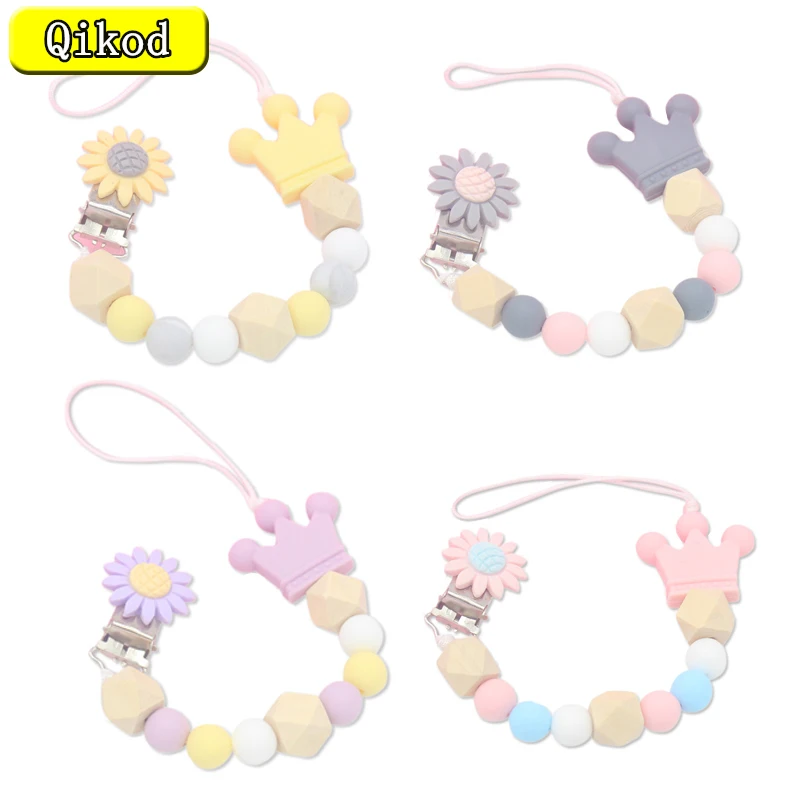 

New Sunflower Baby Pacifier Clips Chain Silicone Holder Soother Pacifier Clip Leash Strap Nipple Holder For Infant Nipple Bottle