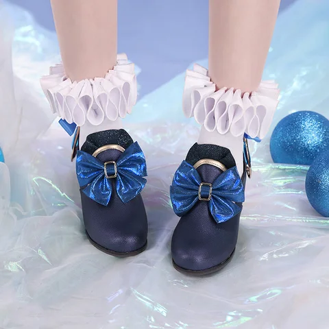 Игра Genshin ударные фокалеры косплей реквизит обувь Furina Ретро Нежный синий лук Фонтейн вода Бог новый костюм обувь G