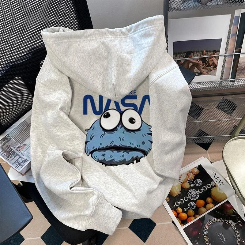  Melange Gray Couple Hoodie Cardigan Women Hood Autumn and Winter Loose American vintage Fleece-lined Hot Sale Outerwear |