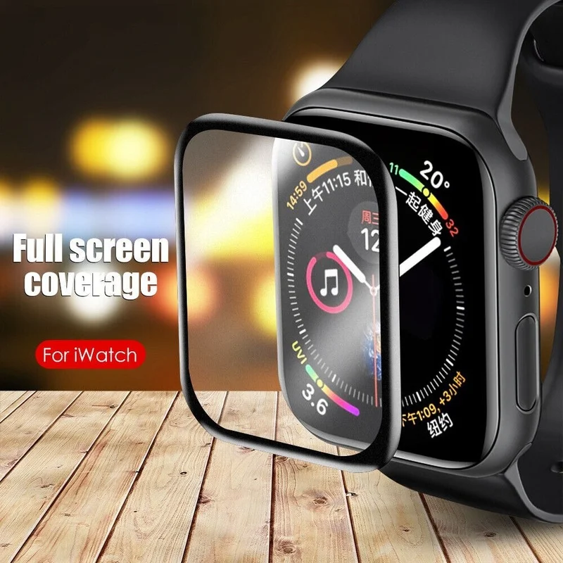 

Black Full screen protector for apple watch 7/6/SE/5/4/3 38MM 40MM 41MM 42MM full Soft protector Film for apple watch 45MM 44MM