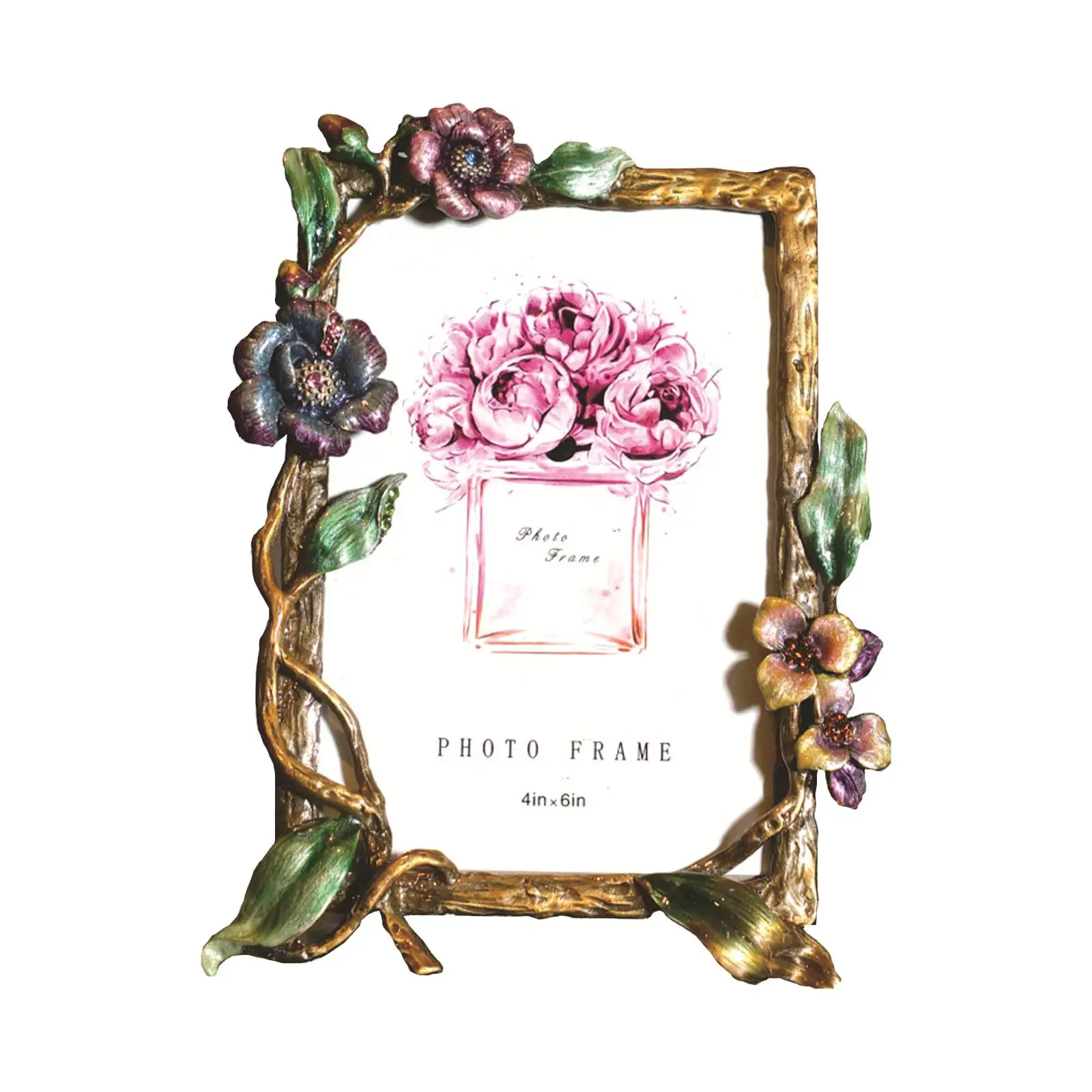 Цветочная фоторамка Прямоугольная металлическая для стола Настольный дисплей