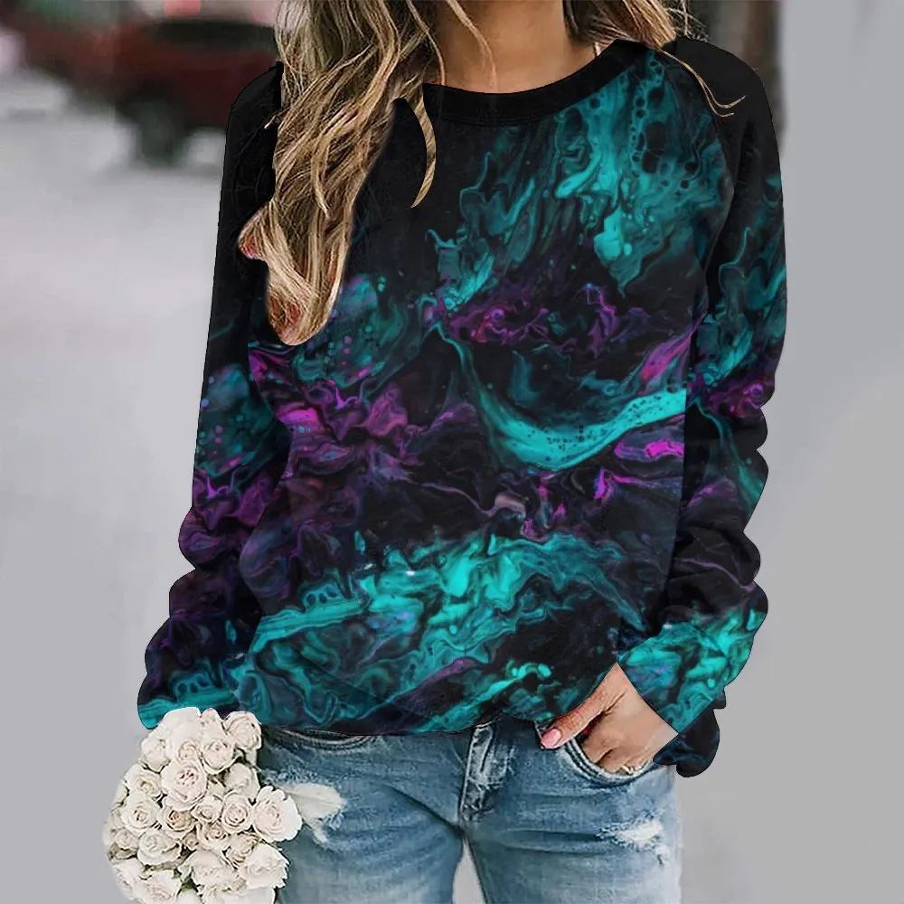 

Женская Осенняя одежда y2k разноцветный лоскутный пуловер с принтом свитер с длинным рукавом свободные и удобные женские свитшоты