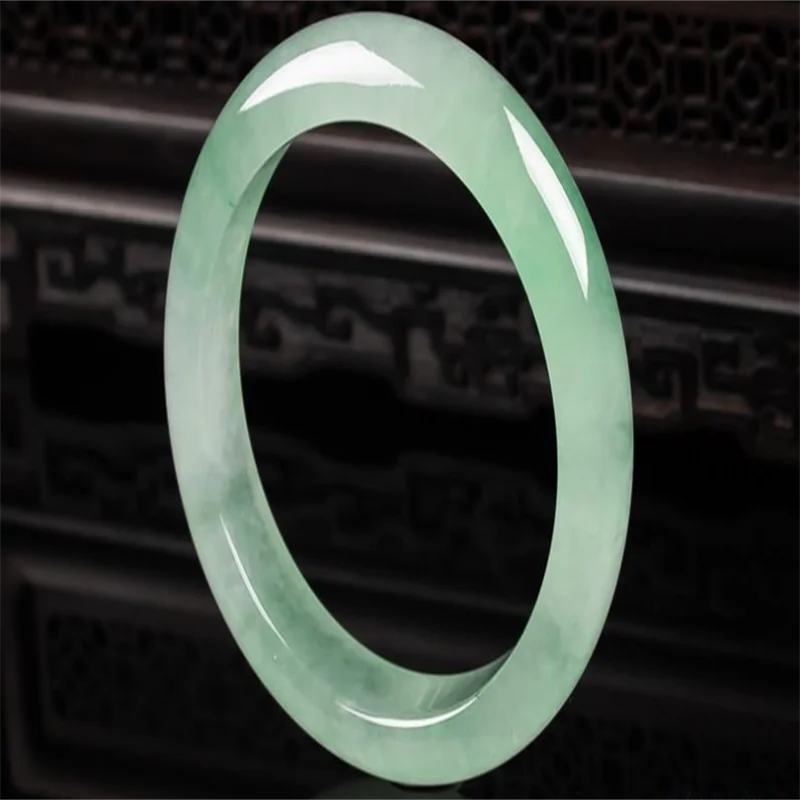 

Hot selling natural hand-carve Emerald color ice seed light green Baranglet 54-62mm bracelet fashion Men Women Luck Gifts Amulet