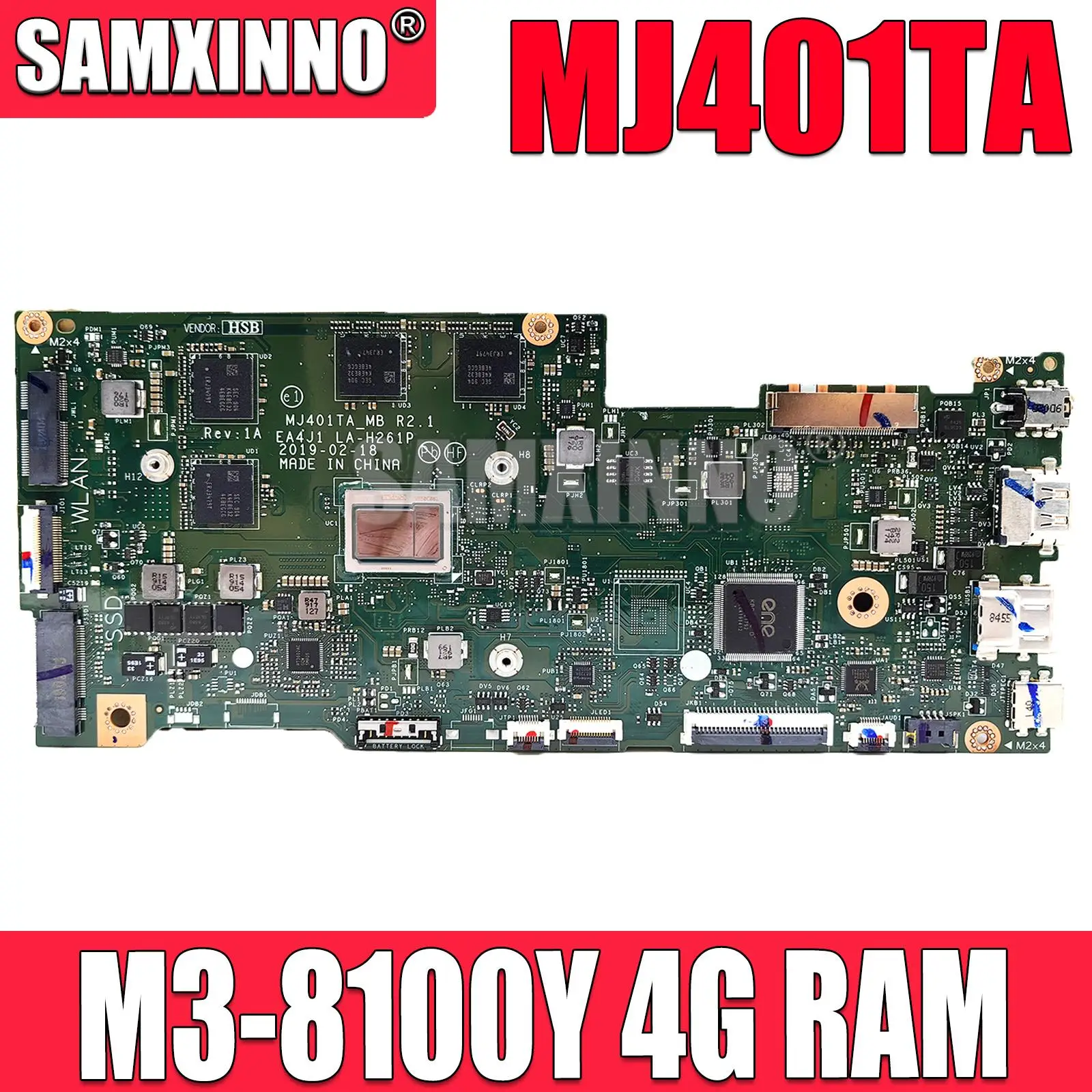 Материнская плата EA4J1 для ноутбука ASUS LmagineBook MJ401T MJ401TA с процессором M3-8100Y, 4 Гб ОЗУ, 60NB0MA0-MB1000