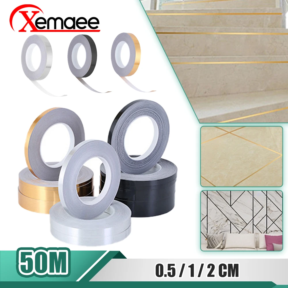 

50M Floor Tile Gap Tape Self-Adhesive Wall Tile Strip Seam Sticker Copper Foil Tape Waterproof Mildewproof Wall Sealing Tape