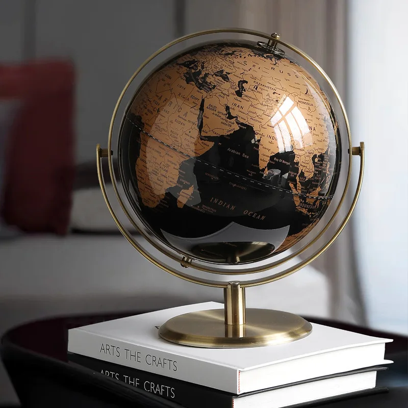 English Version Of The Globe 23cm Metal Bracket Screen Printing Geography Teaching Supplies Home Light Luxury Ornaments MOOJOU