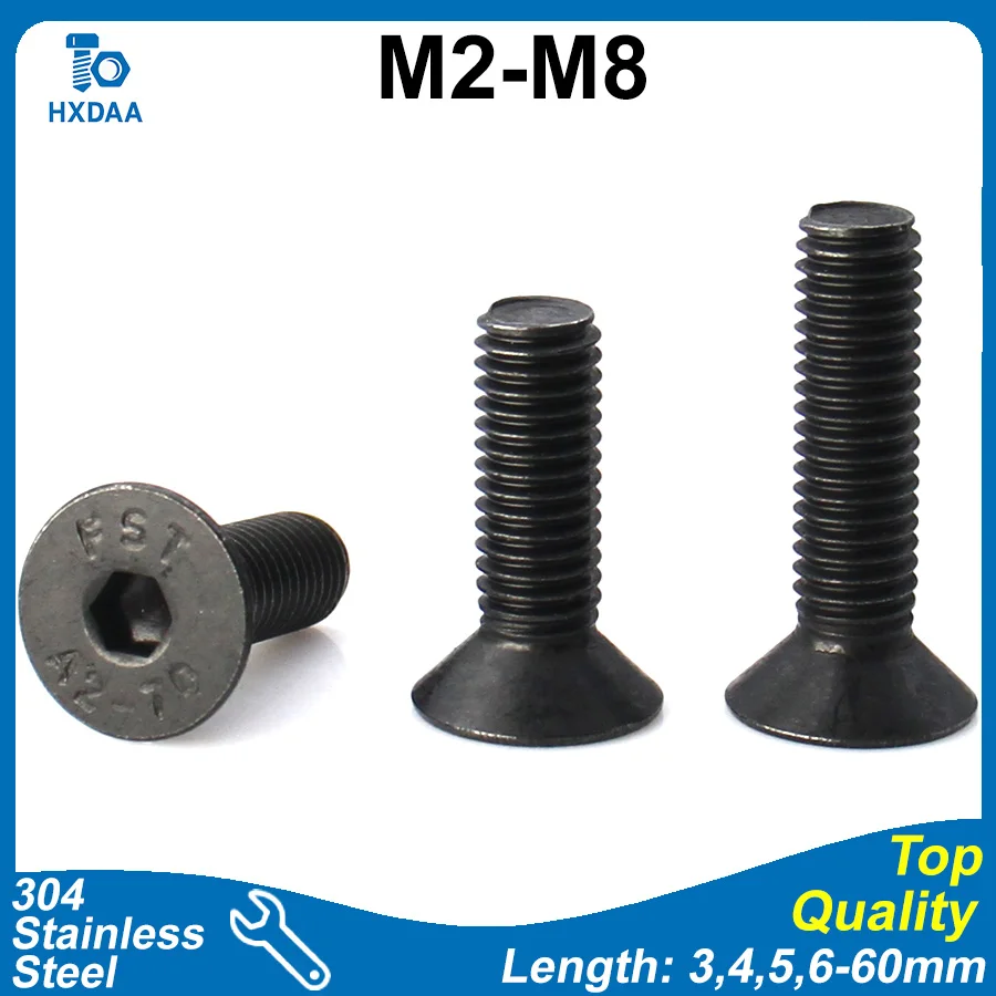 

Болты черные с потайной головкой М2-М8 из нержавейки 304