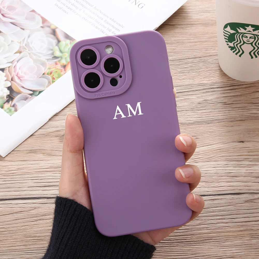 

Personalised Initial Letter Phone 13 14 Pro Max Case Custom for iPhone 14 13 12 11 Pro Max X XS XR 7 8 Plus Phone Silicone Cover