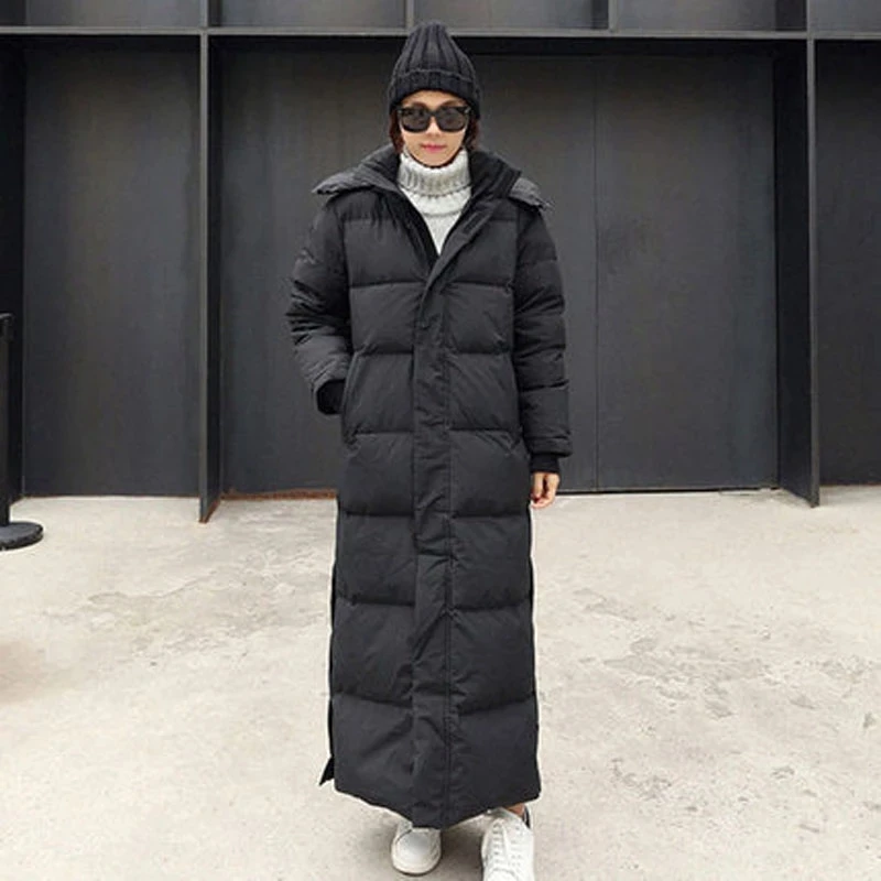 Parka Coat Extra Maxi Long Winter Jacket Women Hooded Pocket Zipper Female Lady Windbreaker Overcoat Outwear Clothing