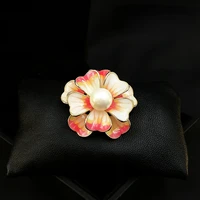 super beautiful high end oil painting flower brooch corsage women suit decorative enamel pins clothes accessories pearl jewelry