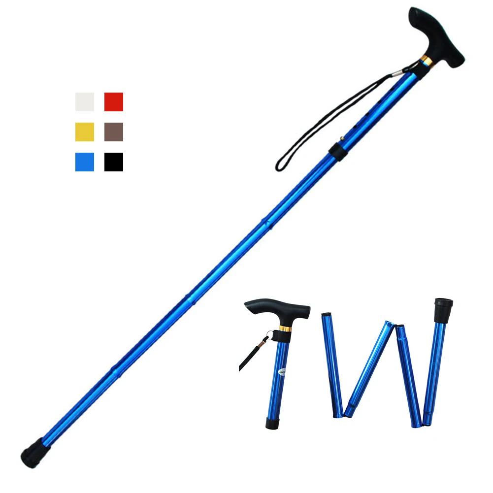

Aluminum Alloy Trekking Poles Foldable Elderly People Hiking Walking Stick Elderly Crutches 5-section Folding Multifunctional