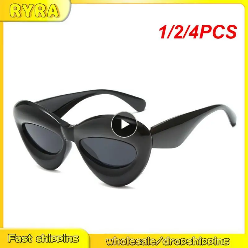 

1/2/4PCS Unique Candy Color Sexy Lip Y2k Sunglasses For Women Yellow Blue Sun Glasses Men Punk Sunglasses Hip Hop Shades UV400