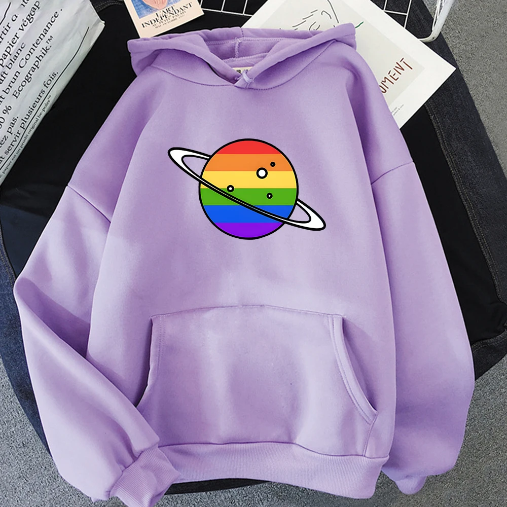 Толстовки ЛГБТ для геев и лесбиянок уличная одежда толстовки с радужной планетой