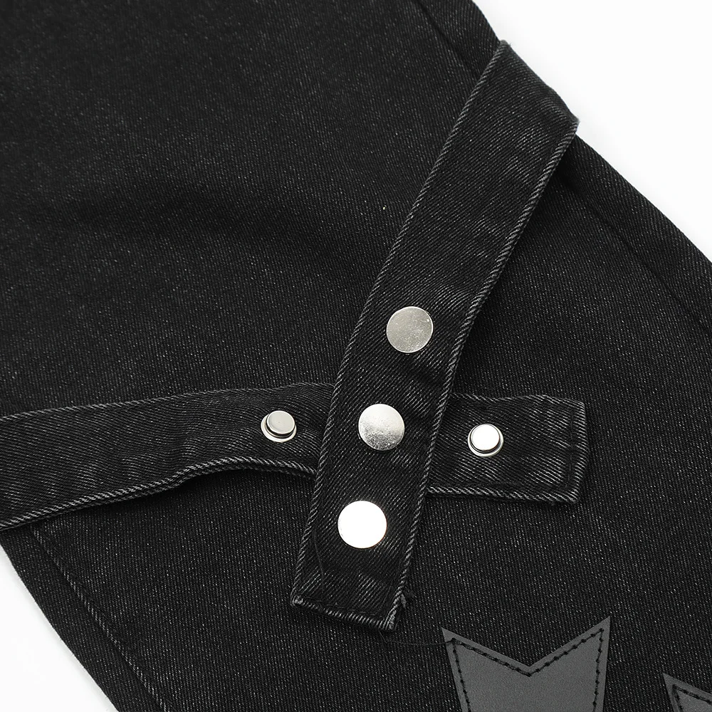 HOUZHOU Y2K Star Jeans Men Hip Hop Embroidery Denim Trousers Black Loose Casual Pants Male Bottom Japanese Streetwear Hippie