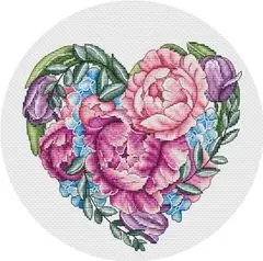 

Cross Stitch 14CT Ecological Cotton Threads Embroidery Home Decoration Hanging 20618-Heart Flower Series Peony 2