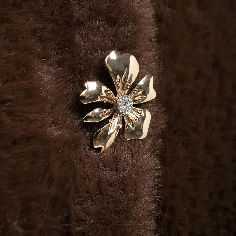 TRAF 2024 женские коричневые кардиганы из искусственного меха осенне-зимняя