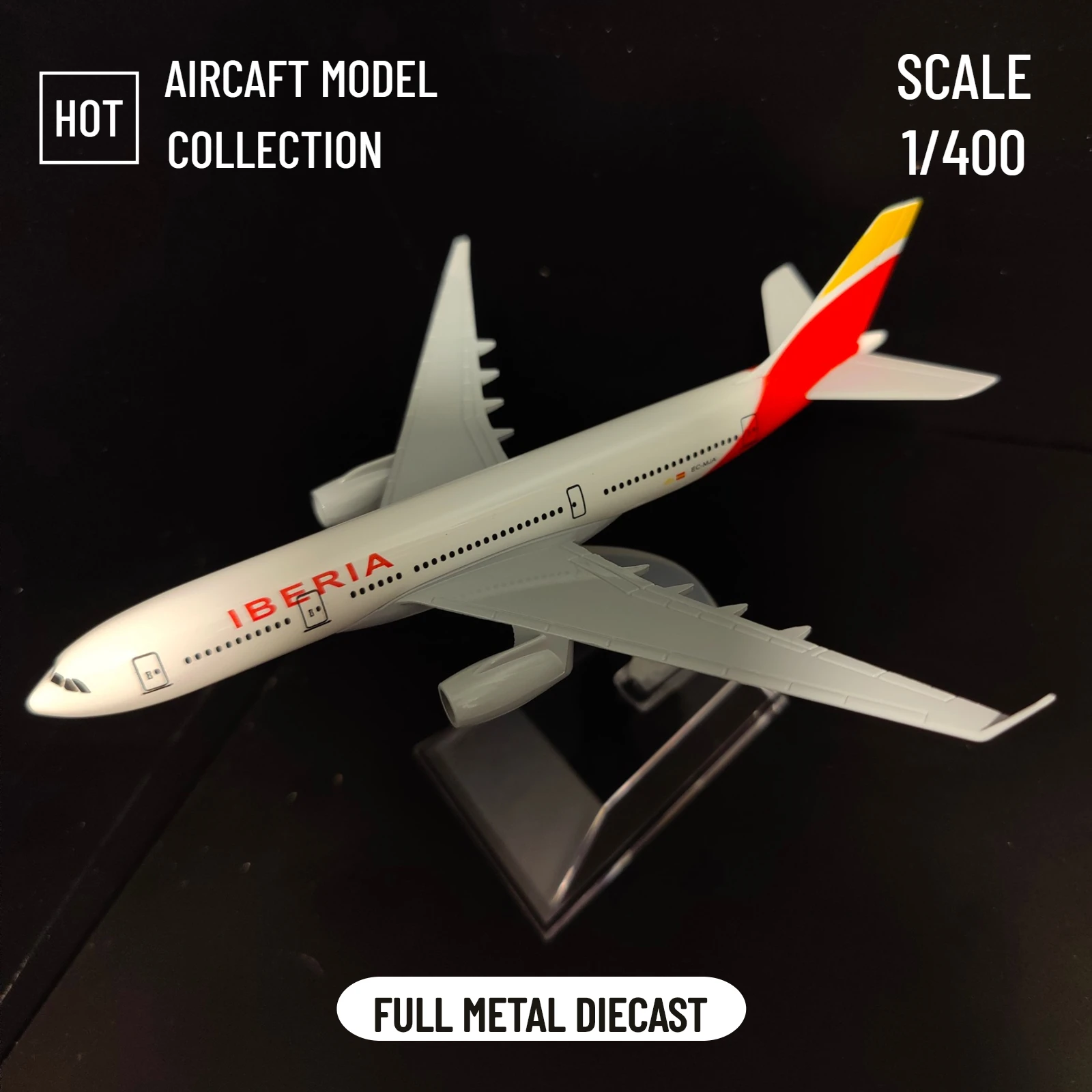 

Scale 1:400 Metal Aviation Aircraft Replica Spainish Iberia Airlines A330 Alloy Diecast Model 15cm Collectible Miniature