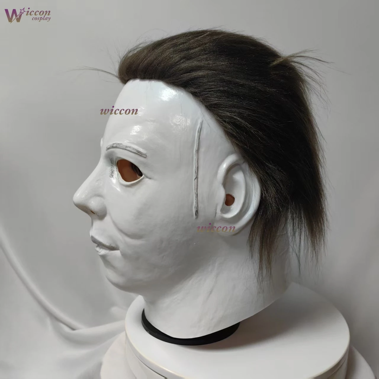 Маска Майкла Майерса KospLAY White Face 1978 года, резиновая, на все лицо, страшная, с париком, для Хэллоуина, забавный костюм для косплея (art.: 3920dbd9eebb6) - 3920dbd9eebb6