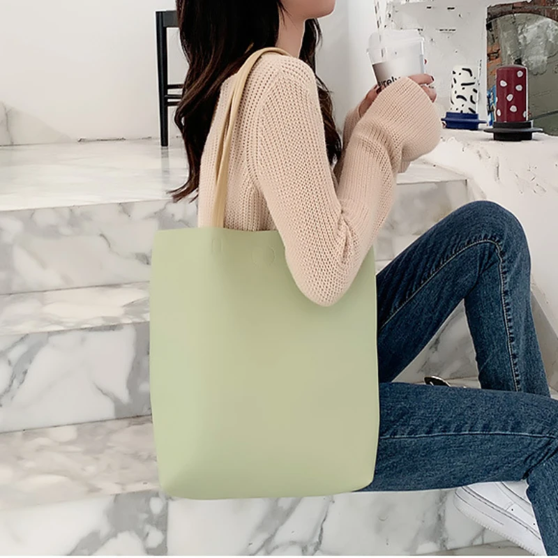 Women Shoulder Bags Large Capacity Messenger Bag Female Solid Color Soft Leather Simple Handbag PU Leisure Tote Bag
